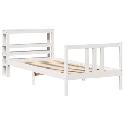 vidaXL Estructura de cama con cabecero madera de pino blanco 100x200cm