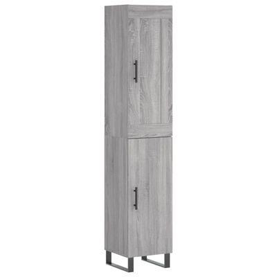 vidaXL Aparador alto madera contrachapada gris Sonoma 34,5x34x180 cm