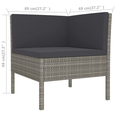 vidaXL Set de muebles de jardín 11 pzas y cojines ratán sintético gris