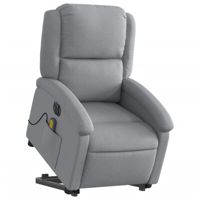 vidaXL Sillón de masaje eléctrico reclinable elevable tela gris claro