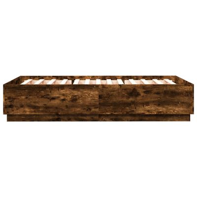 vidaXL Estructura de cama madera de ingeniería roble ahumado 120x200cm