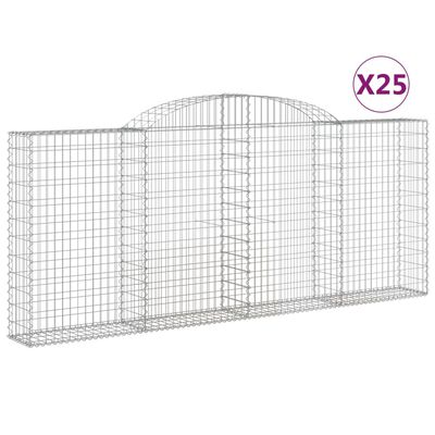 vidaXL Cestas de gaviones 25 uds forma de arco hierro 300x50x120/140cm