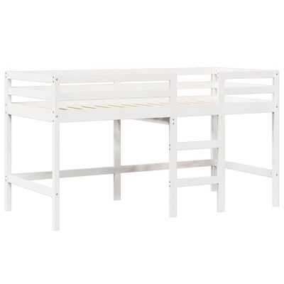 vidaXL Cama alta con techo madera maciza pino blanca 75x190 cm