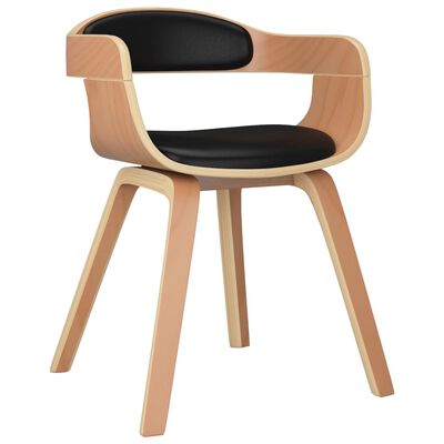 vidaXL Silla de comedor de cuero sintético y madera curvada negro