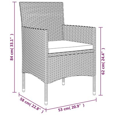 vidaXL Juego de comedor de jardín 5 piezas con cojines negro