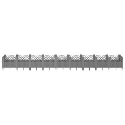 vidaXL Jardinera con clavijas PP gris claro 363,5x43,5x43,5 cm