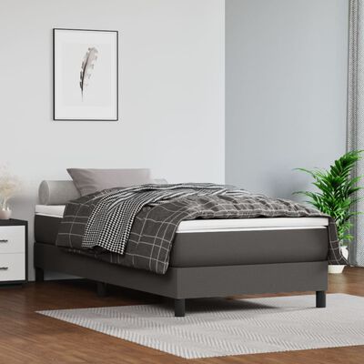 vidaXL Estructura de cama de cuero sintético gris 90x200 cm