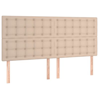 vidaXL Cama box spring con colchón cuero sintético capuchino 160x200cm