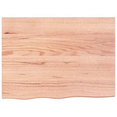 vidaXL Encimera baño madera maciza tratada marrón claro 80x60x(2-4) cm