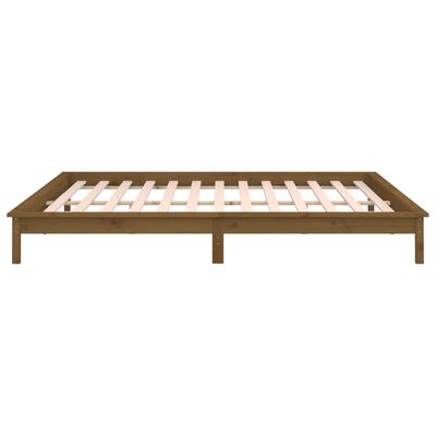 vidaXL Estructura de cama con LED madera maciza marrón miel 150x200 cm