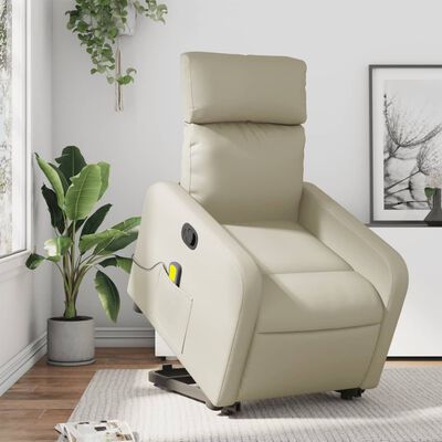 vidaXL Sillón reclinable de masaje de pie cuero artificial color crema