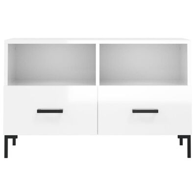 vidaXL Mueble de TV madera contrachapada blanco brillo 80x36x50 cm