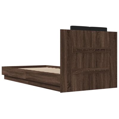 vidaXL Cama con cabecero madera de ingeniería marrón roble 100x200 cm