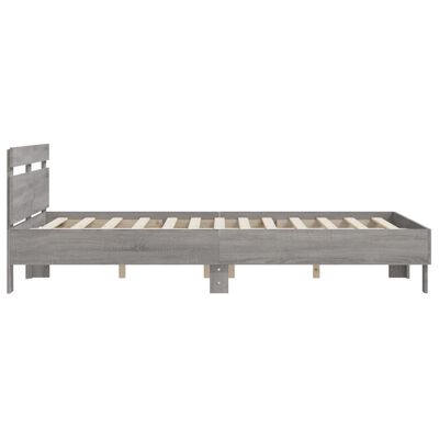 vidaXL Cama con cabecero madera de ingeniería gris Sonoma 140x200 cm