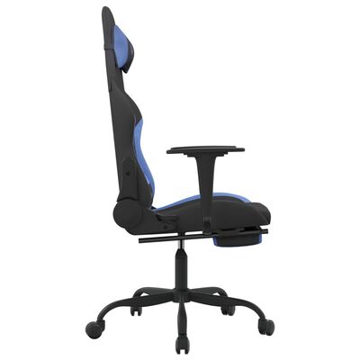 vidaXL Silla gaming de masaje con reposapiés tela negro y azul