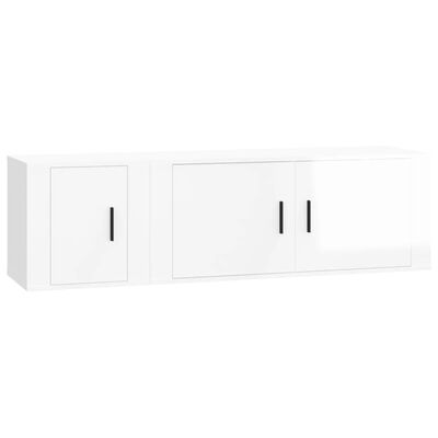 vidaXL Set de muebles de TV 2 pzas madera contrachapada blanco brillo