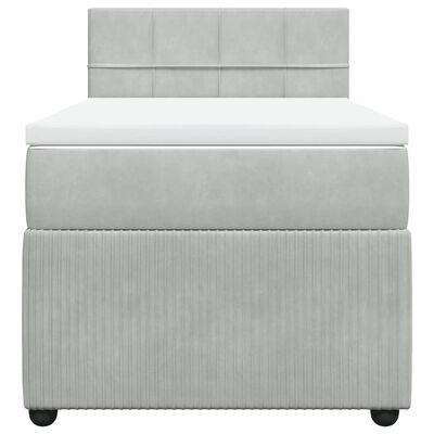 vidaXL Cama box spring con colchón terciopelo gris claro 100x200 cm