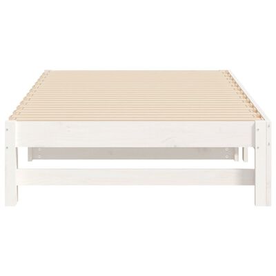 vidaXL Sofá cama extraíble madera maciza de pino blanco 2x(75x190) cm