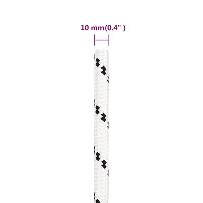 vidaXL Cuerda para barco trenzada poliéster blanco 10 mmx25 m