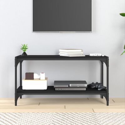 vidaXL Mueble para TV madera contrachapada y acero negro 80x33x41 cm