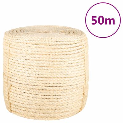 vidaXL Cuerda 100% sisal 8 mm 50 m