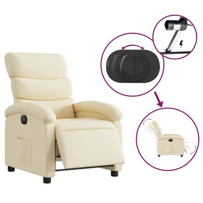 vidaXL Sillón reclinable eléctrico de tela crema