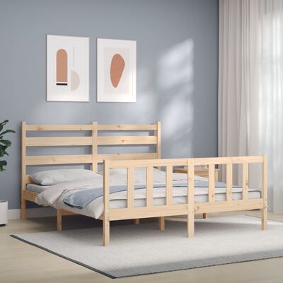 vidaXL Estructura de cama de matrimonio con cabecero madera maciza