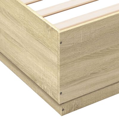 vidaXL Estructura de cama con luces LED madera roble Sonoma 200x200 cm