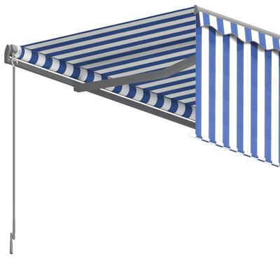 vidaXL Toldo retráctil automático con persiana azul y blanco 5x3 m