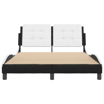 vidaXL Estructura cama cabecero cuero sintético negro blanco 120x200cm