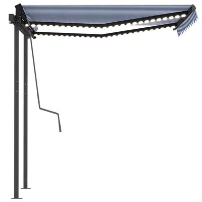 vidaXL Toldo manual retráctil con luz LED azul y blanco 3x2,5 m