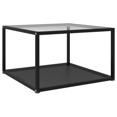 vidaXL Mesa de centro vidrio templado transparente y negro 60x60x35 cm