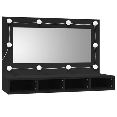 vidaXL Mueble con espejo y LED negro 90x31,5x62 cm