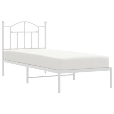 vidaXL Estructura de cama de metal con cabecero blanco 90x190 cm