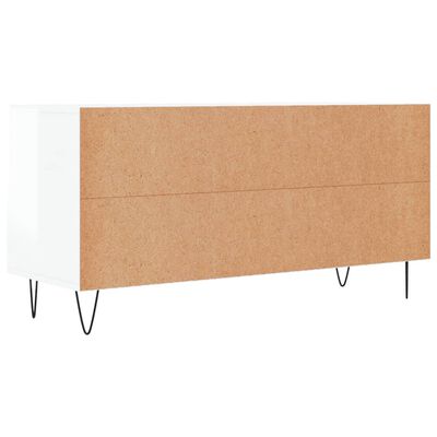 vidaXL Mueble de TV madera contrachapada blanco brillo 102x36x50 cm