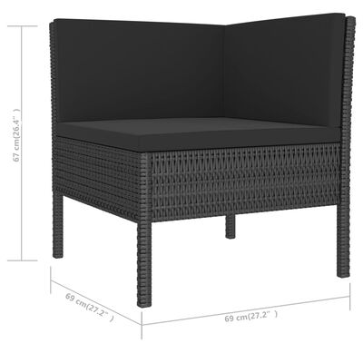 vidaXL Set de muebles de jardín 6 pzas y cojines ratán sintético negro