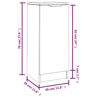 vidaXL Aparador madera contrachapada color roble marrón 30x30x70 cm