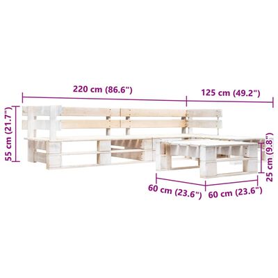 vidaXL Set de muebles de palés para jardín 4 piezas madera blanco