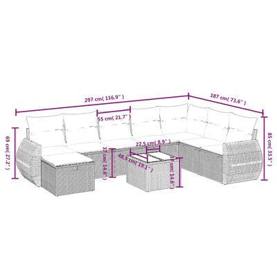 vidaXL Set de sofás de jardín 8 piezas y cojines ratán sintético negro