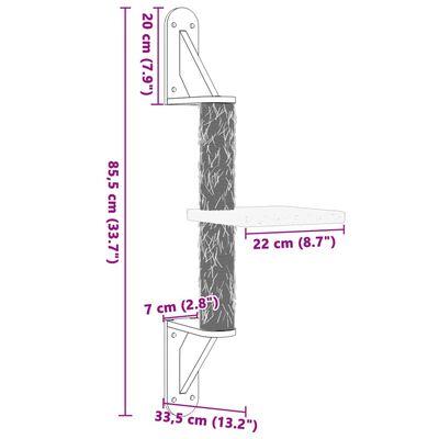 vidaXL Árbol rascador para gatos de pared crema 85,5 cm