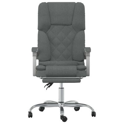 vidaXL Silla de oficina reclinable con masaje de tela gris oscuro