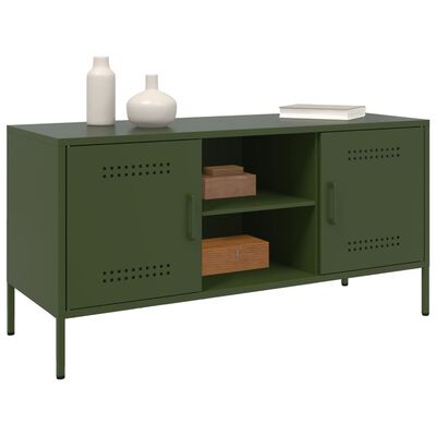 vidaXL Mueble de TV de acero verde oliva 100,5x39x50,5 cm