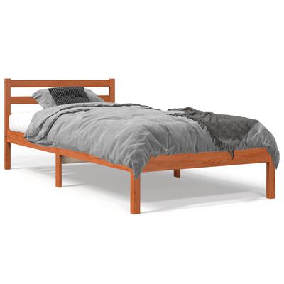 vidaXL Cama sin colchón madera maciza de pino marrón cera 100x200 cm