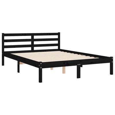 vidaXL Estructura de cama con cabecero madera maciza negro 120x200 cm