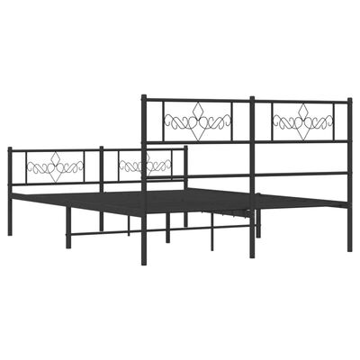 vidaXL Estructura cama sin colchón con estribo metal negro 120x200 cm