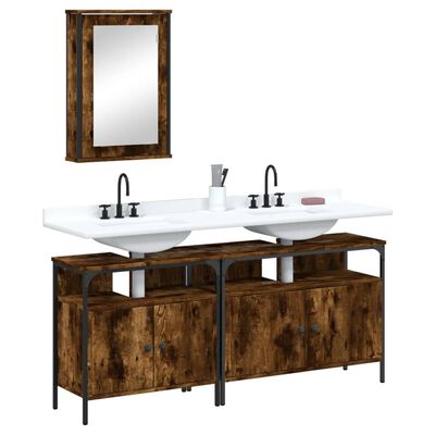 vidaXL Set de muebles baño 3 pzas madera contrachapada roble ahumado