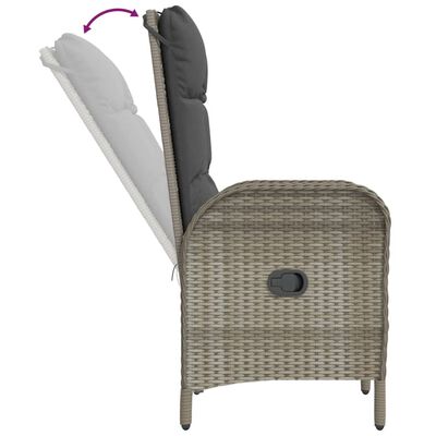 vidaXL Set comedor de jardín 5 piezas con cojines ratán sintético gris