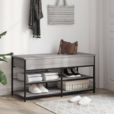 vidaXL Banco zapatero madera de ingeniería gris Sonoma 100x42,5x50 cm