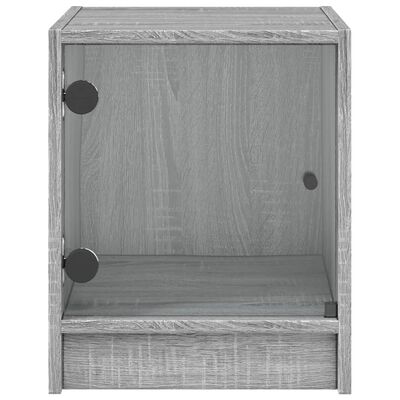 vidaXL Mesitas noche con puertas vidrio 2 uds gris Sonoma 35x37x42 cm