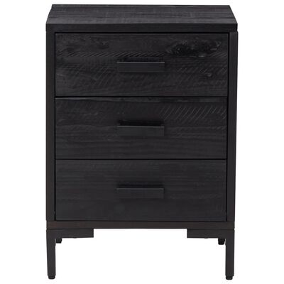 vidaXL Mesita de noche madera maciza pino reciclada negra 40x30x55 cm